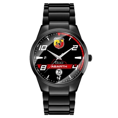 FAULISI Orologio da polso Uomo Sportivo in Acciaio Nero Lucido Abarth 500 595 695 Strip