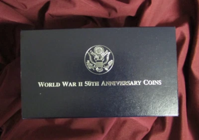 1991 - 1995 World War II 50th Anniversary Commemorative 2 Coin Proof Set OGP COA - Image 1 of 4