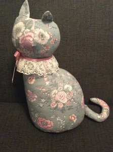 Vintage Katze Figur Stoff Blumenmuster - Bild 1 von 5