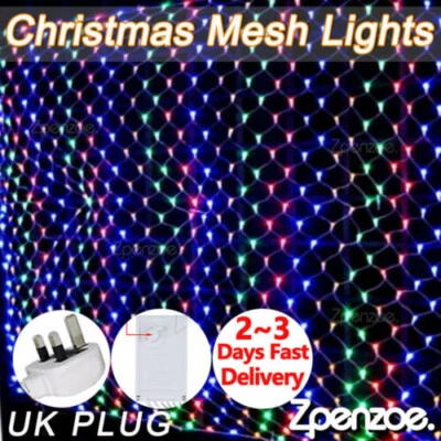 LED Christmas String Fairy Net Lights Curtain Mesh Wedding Party Windows Garden