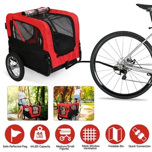 Pet Bike Stroller Trailer Cat Dog Bicycle Carrier Bicycle Cargo Trailer w/Canopy - Picture 1 of 12