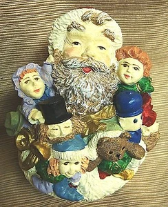 ROUND SANTA w/Armful of DOLLS / TEDDY BEAR / TOY SOLDIER Heavy Cast Statue - Picture 1 of 12