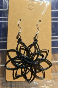 Burnt Titanium 3D Print Earrings With Sterling Silver Hook - Picture 1 of 1