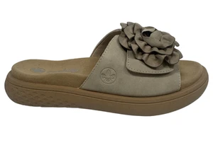 Rieker Beige Adjustable Flower Footbed Slip On Sandals - Picture 1 of 1