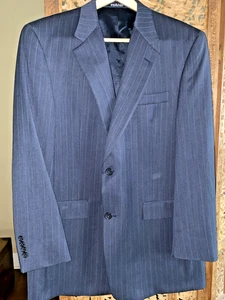 Abrigo deportivo a rayas negro para hombre Austin Reed traje chaqueta forrado talla 43R - Imagen 1 de 14