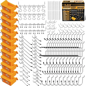 260 Piece Pegboard Hooks 1/8 and 1/4 Inch Peg Board Organizer Accessories with P - Picture 1 of 12
