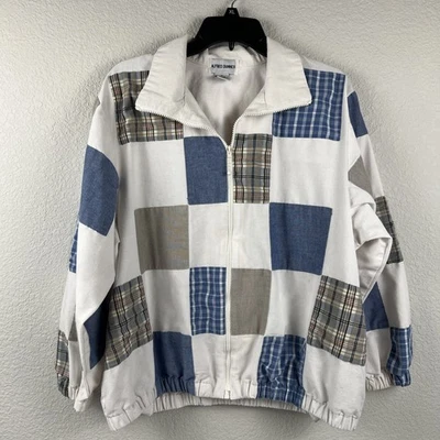 Alfred Dunner Women's Jacket Size 14 Lightweight White w Patchwork Full Zip - Image 1 of 4