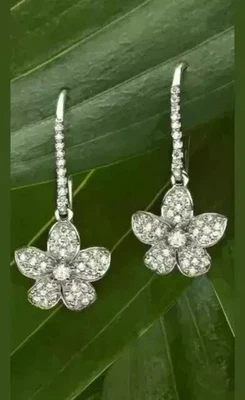 2Ct Round Lab-Created Diamond Drop & Dangle Earrings 14K White Gold Plated - Image 1 of 4