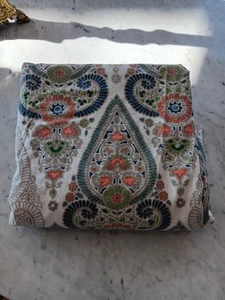 Pottery Barn King Size Duvet Cover Paisley Blues, Orange, Green - Picture 1 of 5