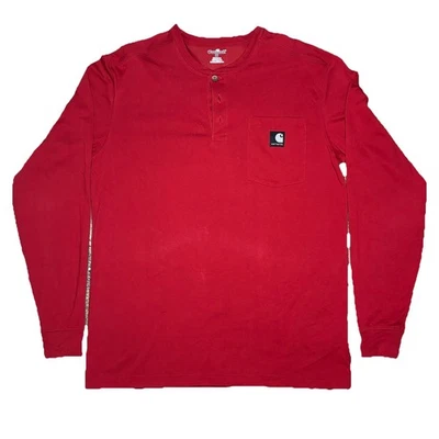 Camisa roja Carhartt manga larga mediana (M) trabajo-seca - Henley Foto 1 de 4