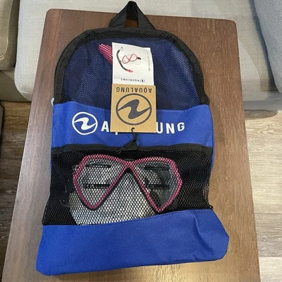 Aqualung Junior Cub Combo SN Máscara Snorkel Set Rosa Negro Blanco Hecho en Tailandia Foto 1 de 4