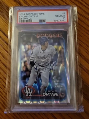 2024 Topps Chrome Shohei Othani Raywave Refractor PSA 10 Gem Mint #1 Dodgers MLB - Image 1 of 2
