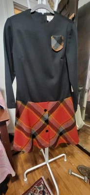 Vintage MOD Fashioned by Patty Black & Plaid Dropped Waist Dress M/L - Image 1 of 4