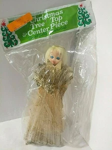 Tree Topper Angel 10" Vtg Plastic Straws RARE Gold Decoration Sealed Orig Pack - Bild 1 von 10