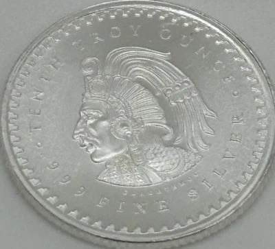 1/10 oz Aztec Calendar .999 Fine Silver Round | GSM - (BU) #1276 - Image 1 of 4