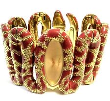 ROBERTO CAVALLI CLEOPATRA WATCH Gold & Ruby Red Snake Bracelet w/ Champagne Dial