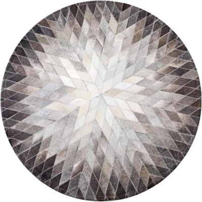 Hand Made Natural Cowhide Hair on Patch Work Leather Modern Room A-10 - Image 1 of 4