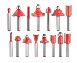 15pc Woodworking Router Cutter Set in Wooden Box Tool Carbide Spindle Wood UK - Picture 1 of 5