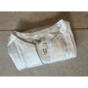 Madewell weißes Langarm Baumwolltop Damen XL Schlitz Ausschnitt Bluse Neu mit Etikett - Bild 1 von 6
