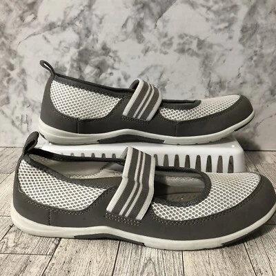 Lands End Mary Jane Lightweight Comfort Shoes Womens Size 7.5 White Grey Mesh - Image 1 of 4