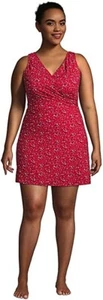 NWT Lands' End Womens Tummy Control Surplice Wrap Swim Dress Size 16W $150 JK387 - Picture 1 of 3