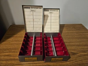 Pair of 2 Kodak Kodaslide Compartment File Metal Boxes 35mm Kodachrome Slide Box - Picture 1 of 7
