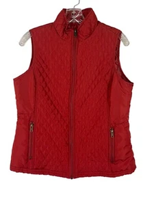 Relativity Womens Quilted Vest Medium Petite Polyester Sleeveless Burnt Orange - Picture 1 of 6