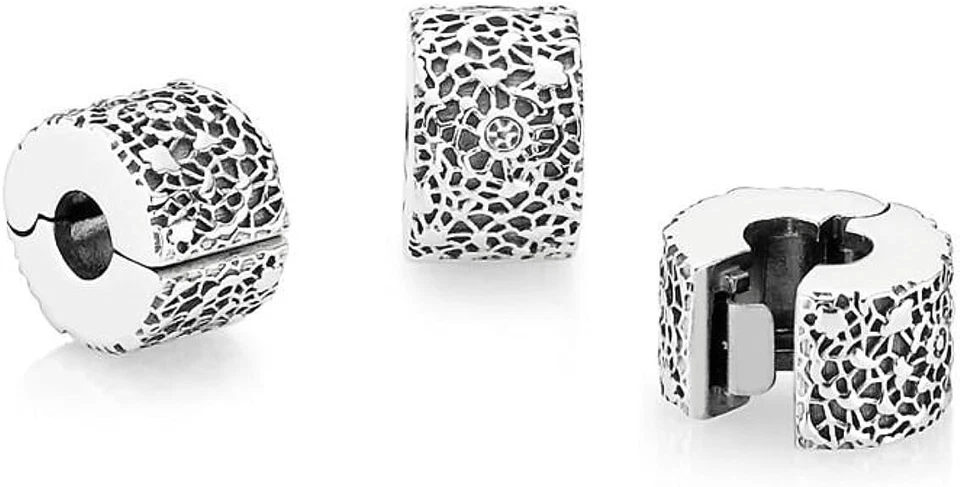 Original Pandora Charm Florale Spitze Clip Sterling Silber 791758 - Bild 1 von 1