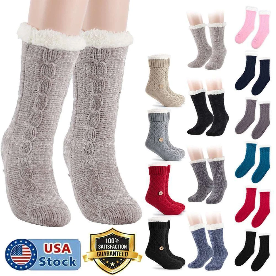 Женские зимние уютные пушистые шерстяные флисовые теплые теплые нескользящие носки-тапочки - Изображение 1 из 4