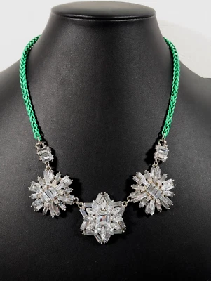 Coastal Bling Estrás Baguette Estrella Flor Distintivo Collar Cadena Verde 21" Foto 1 de 4