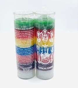 10 Spiritual 7 Day Candle Bulk Wholesale, Seven African Powers, Multi Color Glas - Picture 1 of 1