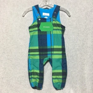 Columbia Toddler Snowsuit 24M Blue Green Plaid Snow Bibs Omni-Shield Waterproof - Picture 1 of 12