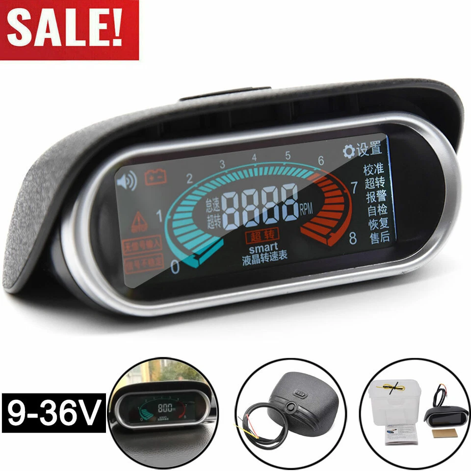 Velocímetro digital LCD universal 12V barco SUV coche camión 50~9999 RPM  Foto 1 de 4
