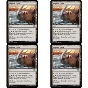 4 x BLIGHTED GORGE NM Merfolk vs Goblins mtg Land - Unc - Picture 1 of 1