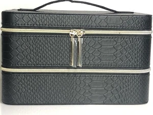 Lancome zwei Schichten Kosmetik Kunstleder Zug Etui Box Organizer seidenmatt - Bild 1 von 5