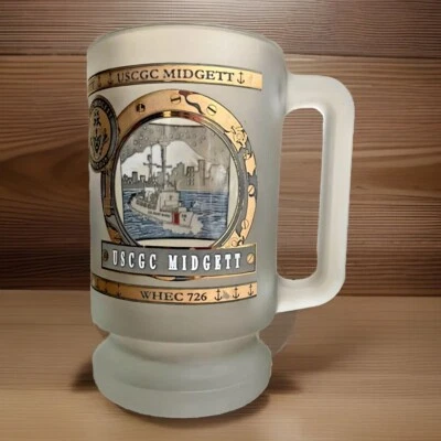 Taza de cerveza esmerilada Coast Guard USCGC Midgett WHEC 726 16 OZ. Hecho en EE. UU. Foto 1 de 4