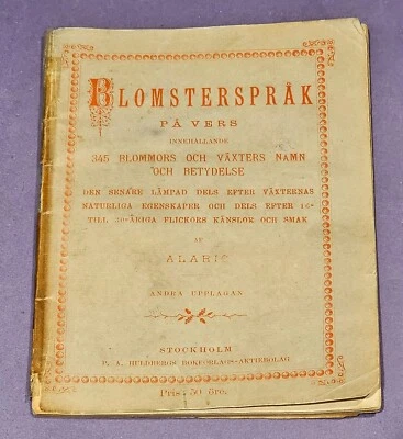 Antique Blomstersprak Pa Vers 1892 Swedish Booklet 345 Names & Meanings Flowers - Image 1 of 4