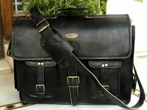 Leather Briefcase Laptop Messenger bag best computer satchel 18" INCH Handmade  - Picture 1 of 7