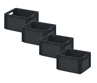 AUER GMBH Auer Eurobehälter EG 43/22 40x30x22cm schwarz 4er Set