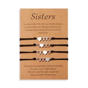 4 Pack Sisters Best Friends Bracelets Friendship BFF Matching Heart Bracelets - Picture 1 of 6