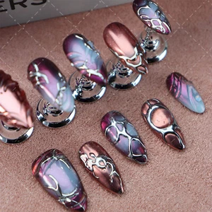 Handmade False Nail Gradient Cat Eye Almond Press on Nails for Nail Art 10PCS - Bild 1 von 32