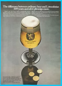 Tazza birra LOWENBRAU 1972 glassa vintage STAMPA ANNUNCIO vetro freddo - Foto 1 di 3