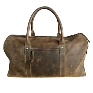KOMALC Leather Travel Duffel Bag 20x7x10 Men Women Full Grain Overnight Sports - Picture 1 of 15