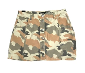 Almost Famous Skirt Button Front Women's Size 13 Green Camo Jean Skirt - Picture 1 of 4