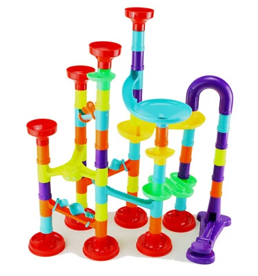 JOHNTOY Kugelbahn bunt 93-teilig Kinder Super Run Murmelbahn Stecksystem variabel
