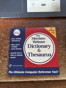 Merriam Webster Dictionary And Thesaurus PC CD-ROM Computer Reference Tool - Picture 1 of 5