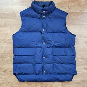 Chaleco acolchado de plumón de ganso azul frijol LL de colección años 90 al aire libre para hombre talla mediana - Imagen 1 de 11