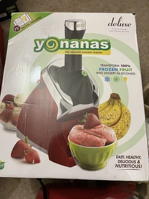Yonanas 988RD Deluxe Vegan Non-Dairy Frozen Fruit Soft Serve Dessert Maker, RED - Image 1 of 4