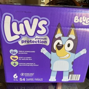 Luvs Diapers Size 6, 54  Count, Bluey Platinum Protection Disposable Baby Diaper - Picture 1 of 1