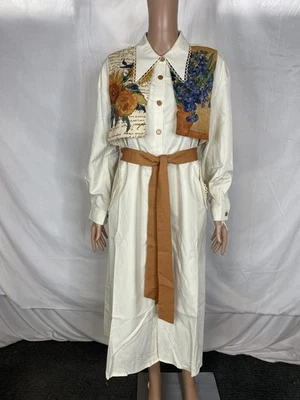 Something Vincent Van Gough Womens Romantic Shirt Dress Size M Ivory, Multicolor - Image 1 of 4